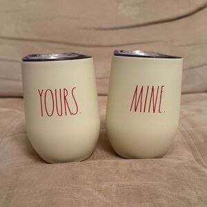 Rae Dunn Valentine’s Yours And Mine Stainless Steel Wine Tumblers